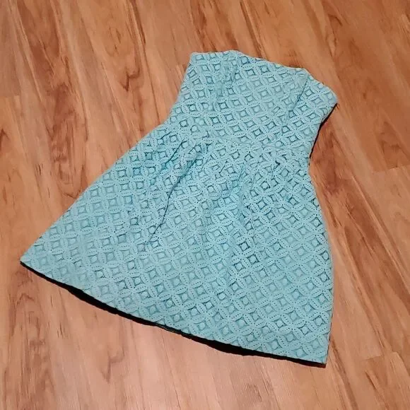 🔹Lilly Pulitzer Turquoise Caitlin Lace Strapless Dress Size 6 - Picture 4 of 11